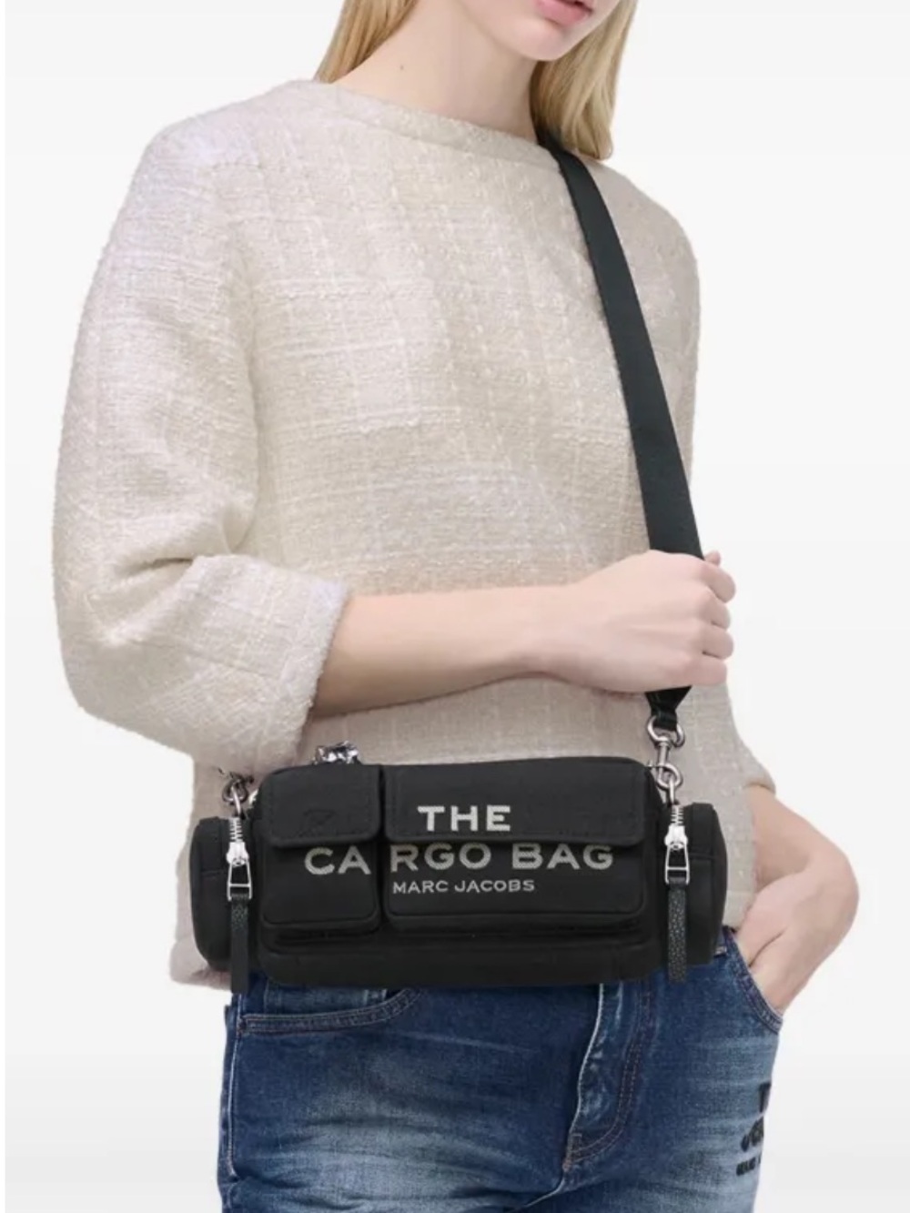 MARC JACOBS Black Cargo Messenger Bag with Front Pockets